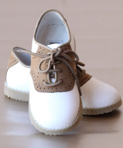 L'Amour Boys Nubuck Khaki Saddle Oxford Shoes