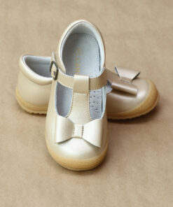 L'Amour Girls Metallic Stitched Bow Mary Jane