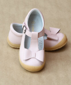 L'Amour Girls Pink Stitched Bow Mary Jane