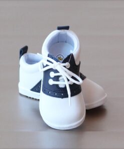 Angel Baby Boys Leather Lace Up Saddle Oxford Shoe