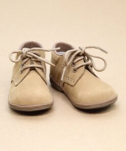 Angel Baby Boys Nubuck Khaki Leather Lace Ups