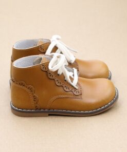 Junie Vintage Inspired Leather Boot with Appleseed Design