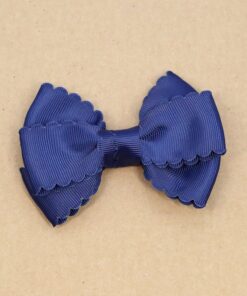 Grosgrain Scalloped Bow Hair Clip (Navy)