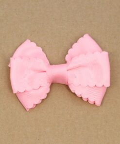 Grosgrain Scalloped Bow Hair Clip (Pink)