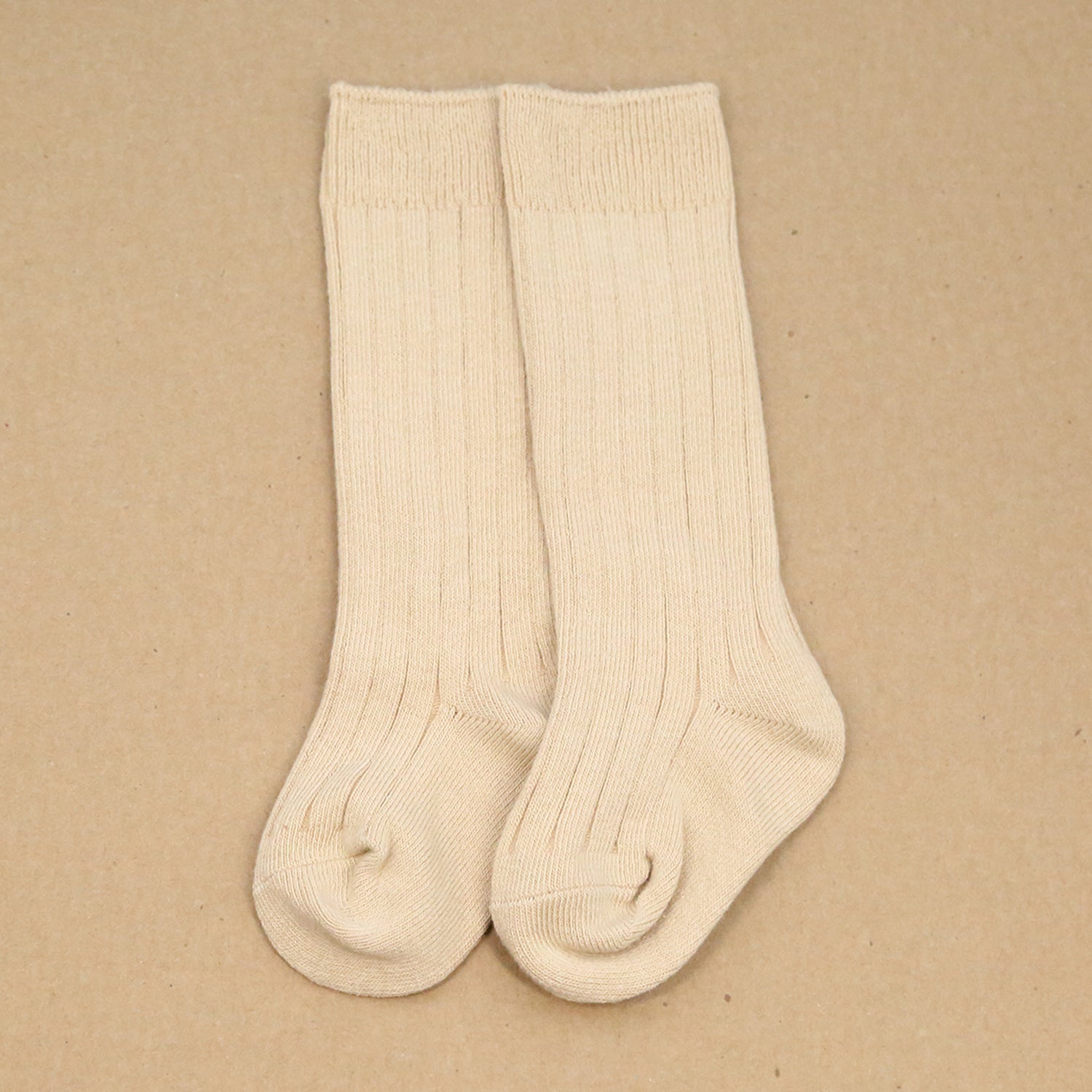 Ribbed Knee High Socks (Latte)