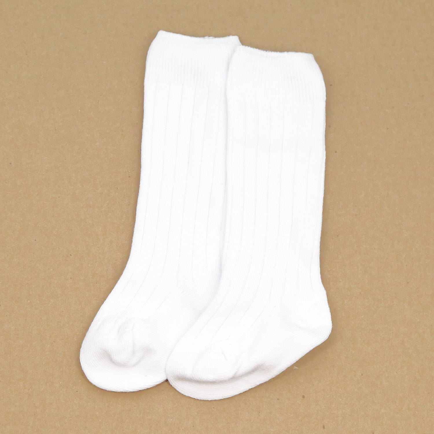 Ribbed Knee High Socks (White)