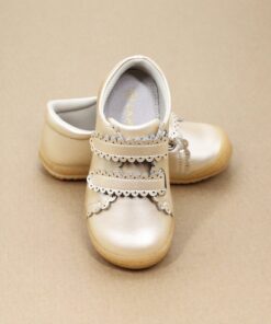 Marisa Toddler Girls Scalloped Double Strap Leather Sneaker with Bumper