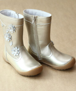 L'Amour Girls Posy Flower Leather Mid Boot
