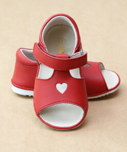 Angel Baby Girls Open Toe and Heart Leather Sandal