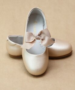 L'Amour Girls Pauline Bow Leather Dressy Flat